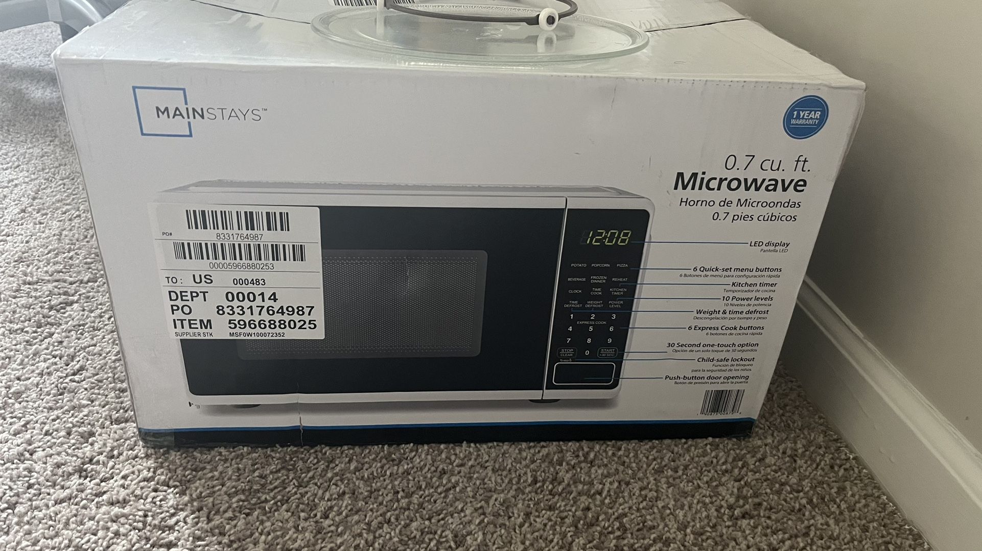 Mainstay Microwave 0.7 Cu Ft