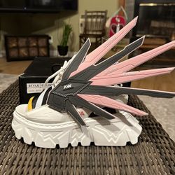Anthony Wang Rave EDC White Wedge Woman Open Toe Platform Sandal