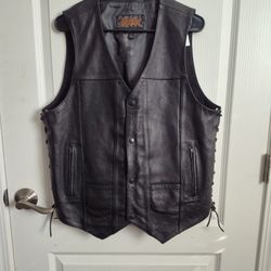 Streett&Steel Gunslinger Leather Riding Vest -Large  