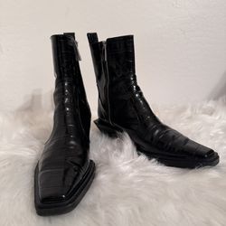 NWOT Women's Zara Black Animal Print Modern Ankle Boot Bootie SZ 39