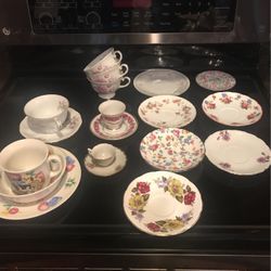 7 Unmatched Plates 3 Unmatched Cups And 4 Sets