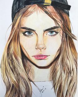 Original Hand drawn CARA DELEVINGNE