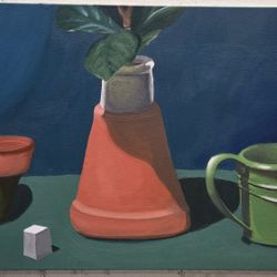Pots, Plants, And Watering Can Still Life