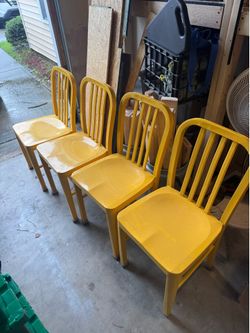 4 Metal Chairs Yellow