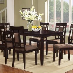 New! 7PC Espresso Wood Dining Set *FREE SAME-DAY DELIVERY*