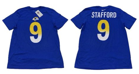 Los Angeles Rams Matthew Stafford #9 Nike Blue T Shirt Jersey Mens Large & XL New $40