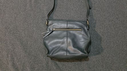 Black Pebbled Faux Leather Foldover Crossbody Bag