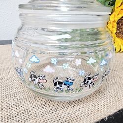 Vintage Apothicary Cow Design Jar 