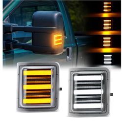 LED side mirror flashing lights compatible with Super Duty F250/F350/F450/F(contact info removed)-2016, Swithback turn signal light and DRL clear lens