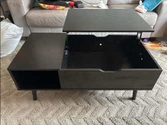 Coffee Tea Table with Adjustable ShelfHome Office Wood Lift Top Dining Tabletop Coffee Tea Table with Adjustable Shelf