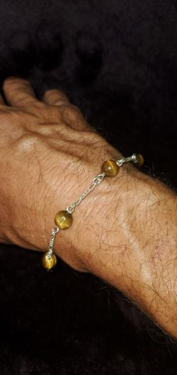 New Sterling Silver 925 Tiger Eye Bracelet Size 6.5