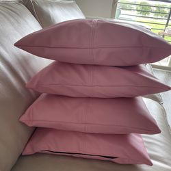 Set Of 4 Pink Waterproof Pillow Covers 