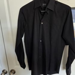 Men Van Heussen Black Slim  Fit Wrinkle Free Size 14.5 Neck 33-33 Sleeves New