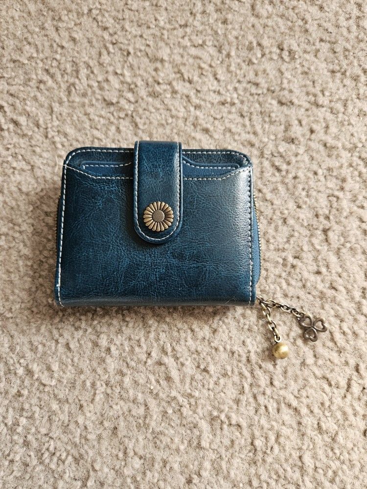 Small Blue Leather Wallet