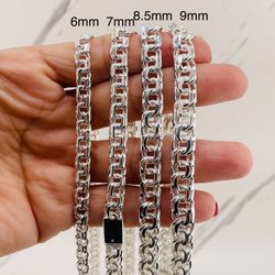 925 Sterling Silver Necklace Men’s   Chino link Chain 6mm - 11mm in width  24” - 26” long - Cadena en plata auténtica