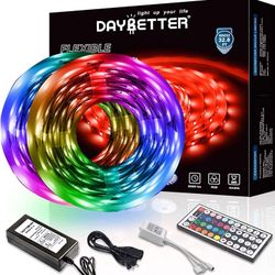 (Brand New) $12 LED Strip Lights 32ft Long, Flexible 3m Tapes 5050 Rgb 300 Multi-Color Changing Set (44 Key Remote) 