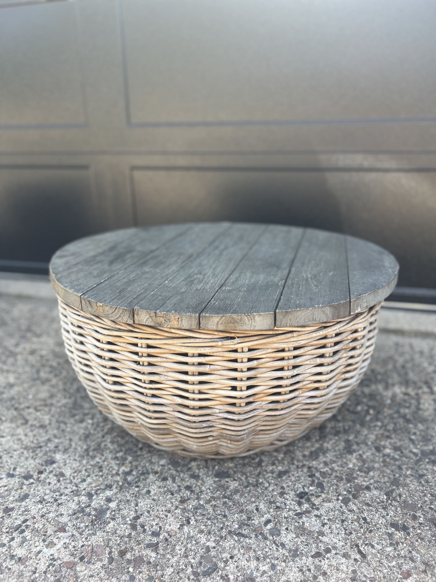 Wicker + Wood Coffee Table, Indoor/Outdoor
