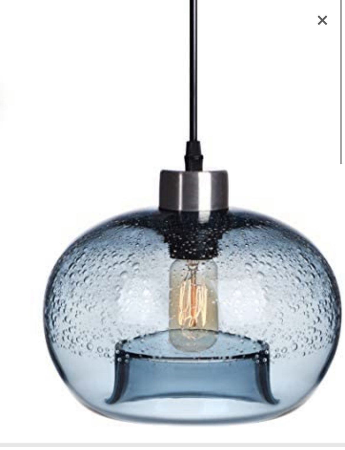 CASAMOTION Pendant Lighting Blown Glass Kitchen Island Light Modern Blue Bubble Color Dining Room bar Bed Table Over Sink Brushed Nickel 9inch diam