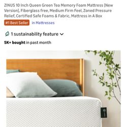 Zinus 10inch Green Tea Mattress New In Box