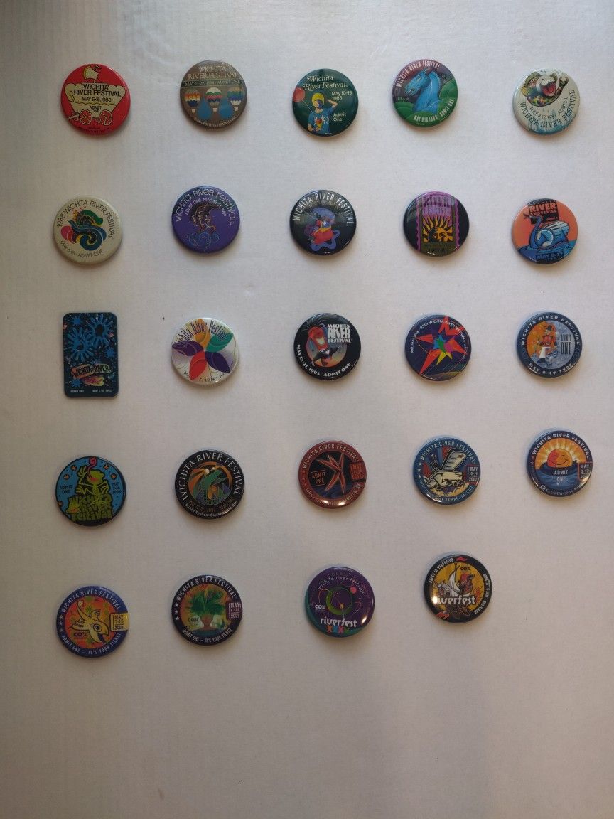 Vintage Wichita River Festival Buttons 