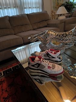Air Jordan 4 White Red Black Sneakers