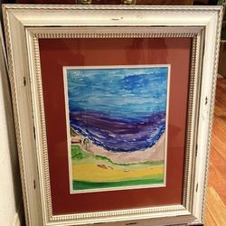 Vintage Mid-Century “Seashore” 1957 Watercolor Painting Framed & Matted