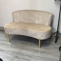 Chic Modern Accent Loveseat - Light Beige with Gold Legs