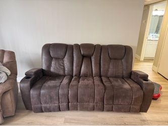 Dark brown leather couch