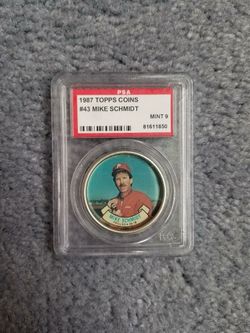 MIKE SCHMIDT 1987 Topps Coins #43 PSA Graded Coin MINT 9 MLB Phillies