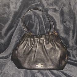 Coach Maya shoulder bag in black pebbled leather with gold- plated hardware