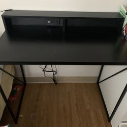 Black Desk Built In Outlet Great Condition