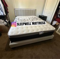 New Queen bed frame with mattress