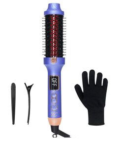 Infrared Thermal Brush,1.5 Inch Heated Round Brush for Blowout Negative Ionic,Dual Voltage,Ceramic Coating,5 Temperature Settings,Straightener & Curli