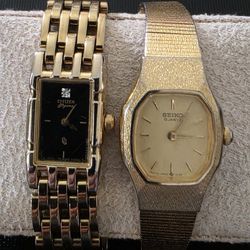 2 VTG Dainty Watch Lot Bundle Citizen Elegance CQ Tank Seiko Octagon Work 6.25"