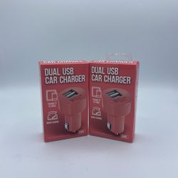 (2) Gems Dual USB Charger Pink Quick Charge Led Power Indicator