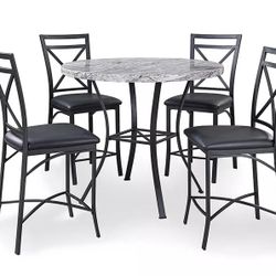 Faux Marble 5 Piece Pub Dining Set