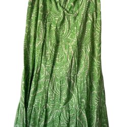 Talbots Paisley Tiered Maxi Skirt Size Small  Green Lined Pull On New Tags  Comes from a pet and smoke free household. Measurements are in the picture