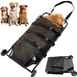 Ripeng 250lbs Dog Stretcher for Large Dogs, 48 x 26 Inch Portable Foldable Animal Carry Gurney with Noiseless Wheels Pet Veterinary Emergency Rescue T