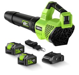 YOOVL Cordless Leaf Blower 650CFM, 20V 5.2Ah Battery Powered Blower with 2 Batteries & Charger, 3-Speed Turbo Lawn Cleaner