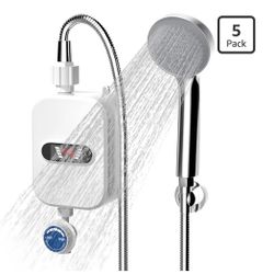 Instant Water Heater LCD Digital Display Thermostatic Shower Water Heating Device Stainless Steel Tankless Rapid Heating Machine