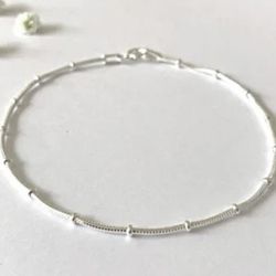 Delicate 1mm Wide Italian .925 Sterling Silver Snake Bone Chain Bracelet 8”