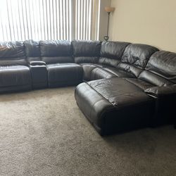 Brown Leather Couch With Recliners