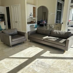 Mitchell Gold Leather Sofa And Chair