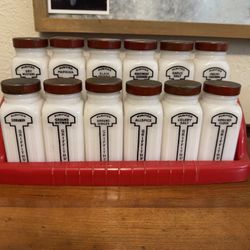 Vintage Spice Rack And Bottles