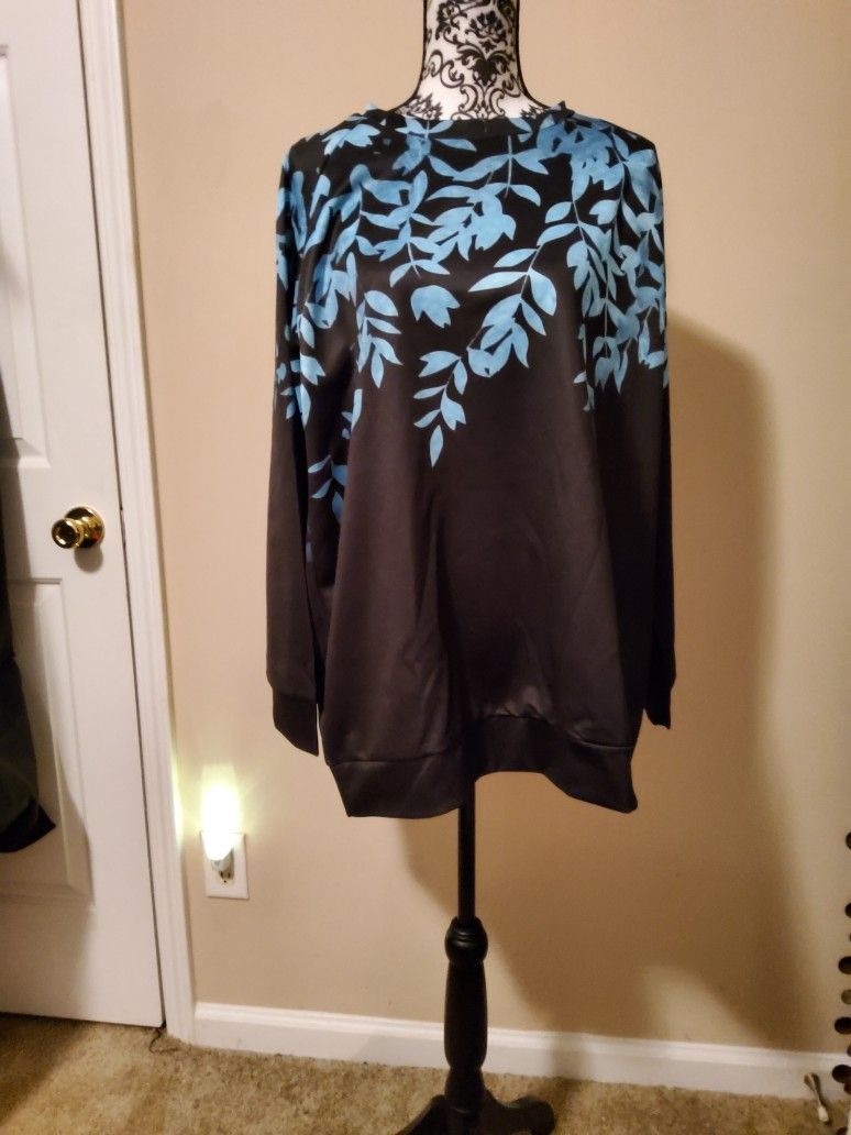 Women Long Sleeve Printed Loose Fit Sweatshirt Size X-Large