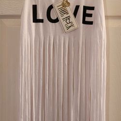 NWT white Womens Tank Top With Long  Fringe At The Bottom