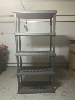 5-Tier Gray Plastic Storage Shelving Unit