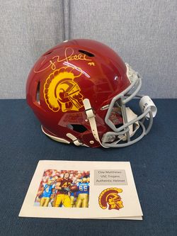 Full sized Trojan helmet signed by Clay Matthews