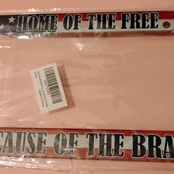 New License Plate Frame USA Patriotic Home Of The Brave