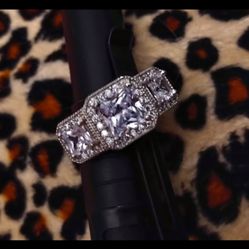 3 Stone 12 Carat Crystal  Wedding Ring